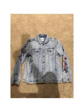 Women's Vintage America Blues jean jacket / shirt M MEDIUM light wash floral